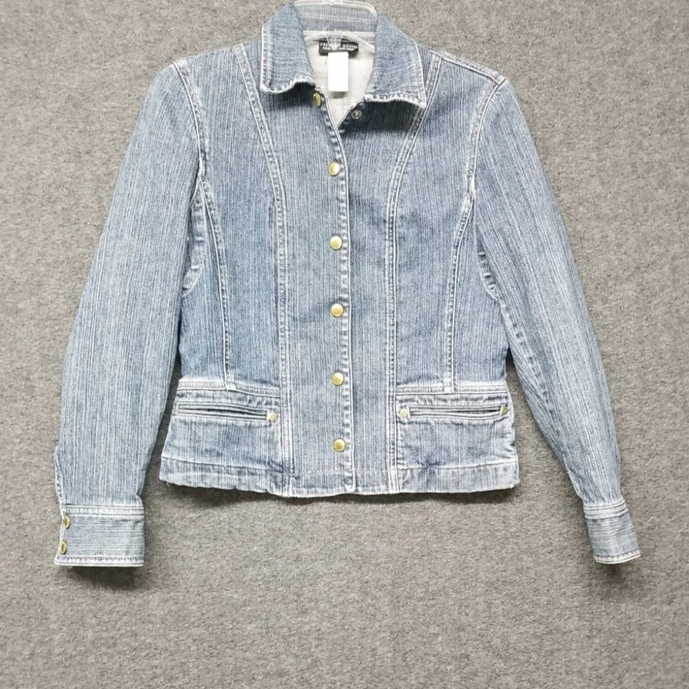 Jones New York Premium Denim Women's Blue Jean Jacket Size SmP. Full Snap Front